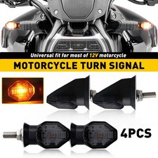 4pcs Smoked Mini Motorcycle Turn Signal Amber Indicator Light For Suzuki Yamaha