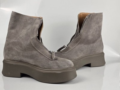 Steve Madden Jones Gray Suede Platform Zip Ankle Boots Women's Size 8.5