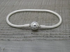 Authentic 925 ALE Pandora Sterling Silver Round Clasp 18cm Charm Bracelet PS02