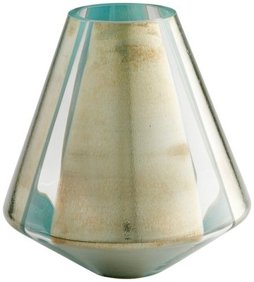 Star Gate Medium 11'' High Green and Golden Glass Vase