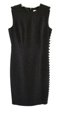 Calvin Klein Little Black Sheath Dress w/Gold Bead Trim Size 2