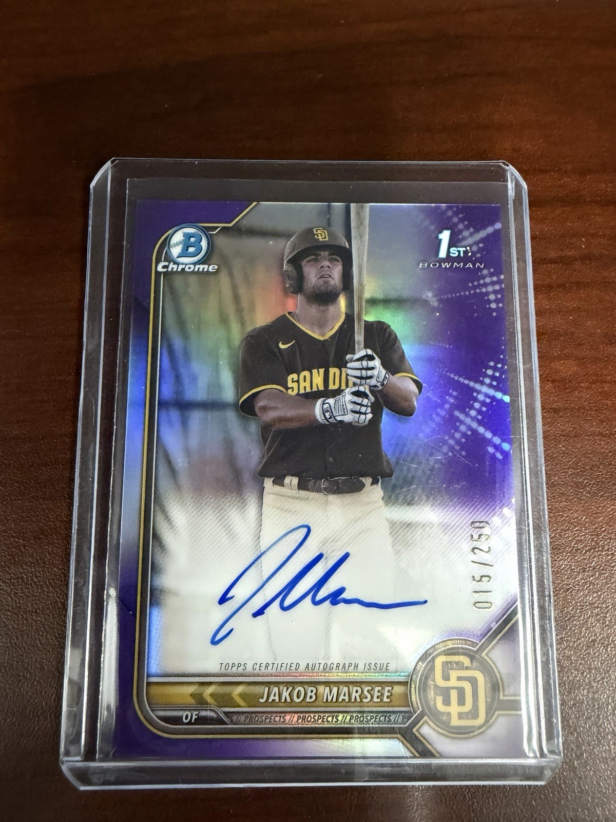 2022 Bowman Draft - Chrome Draft Pick Autographs Jakob Marsee #CDA-JME Purple...
