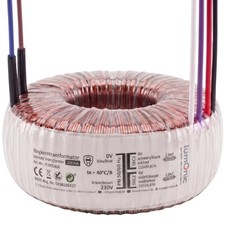 Ringkerntrafo Transformator 200VA, Prim&auml;r 230V AC, Sekund&auml;r 2x 115V AC oder 1x 2