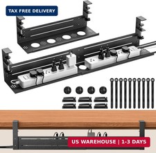 Under Desk Cable Management Tray - 18-29in Retractable Iron Cord Organizer, No-D