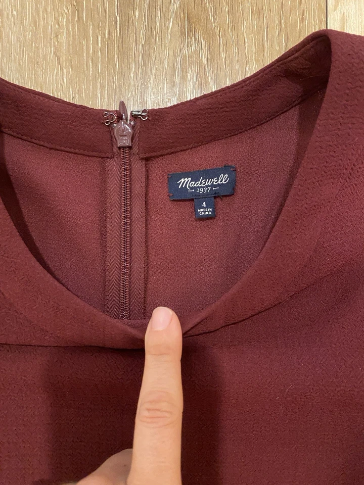 Madewell Womens Sloan Jumpsuit Long Sleeve Burgundy Sz 4 - Image 4 of 4