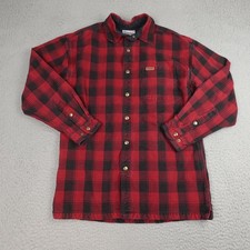 Carhartt Flannel Shirt Mens Small Red Plaid Snap Front Long Sleeve Workwear