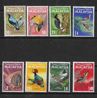 Malaysia 1965 BIRDS set of 8 25c. $10 MINT hinged