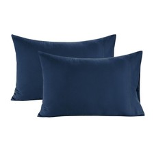 Lane Linen 100 Organic Cotton Pillow Cases Standard Pack of 2 , Estate Blue