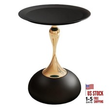 Metal Round End Table,Modern Pedestal Table,Corner Drink Matte Black