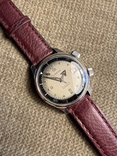 Linear Plongeurs twin Crown Automatic Diver Armbanduhr Stahl 36 mm ca. 1965