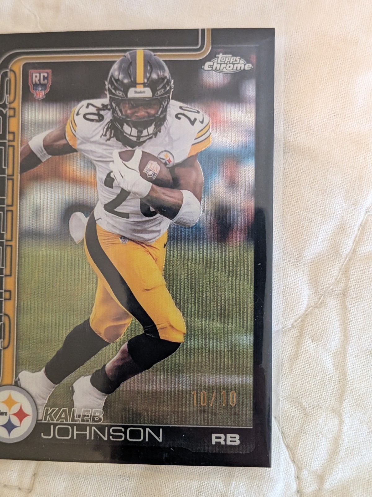 2025 Topps Chrome Kaleb Johnson Black Wave 10/10 RC 323 Steelers bookend 1/1