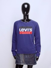 Women's LEVI'S Big Graphic Printed Blue Cotton Blend Pullover Sweatshirt Size M