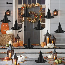 6/12pcs Black Witch Hats with 108ft Rope   Hanging Halloween Party Decorations