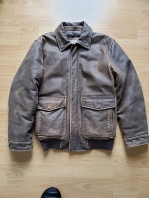 Eddie Bauer Leather Flight Jacket Mens Small Brown goose down