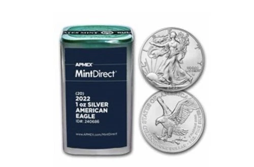 2012 American Silver Eagle Coin 1 oz - 1 Tube - Twenty 20 BU Coins in Mint Tube