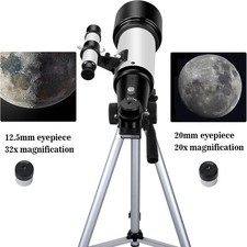 70mm 400mm AZ White Refractor Telescope for Adults Kids Landscape Viewing