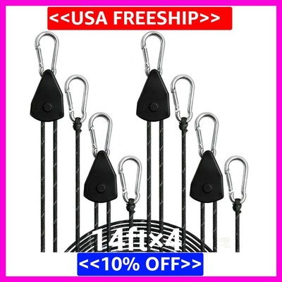 4-Pack 1/8'' Adjustable Rope Hanger, Heavy Duty Ratchet Tie down Strap