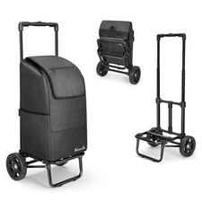 KEDSUM 2-in-1 Shopping Cart, 330LB Foldable Grocery Cart with Wheels,Black
