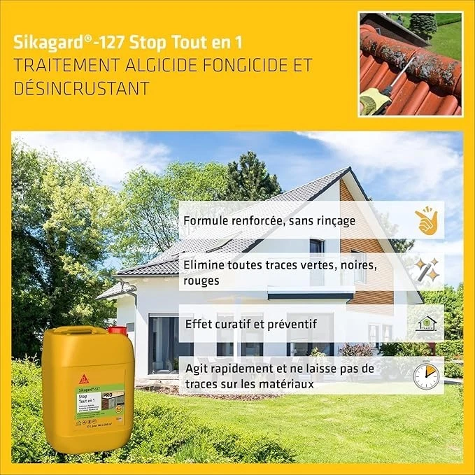 SIKA - Traitement algicide et fongicide - Sikagard 127 Stop Tout en 1 - Traiteme - Photo 4/4