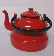Vintage Emaille Kessel Kaffee/Wasserkessel emailliert rot 1,4 L guter Zustand