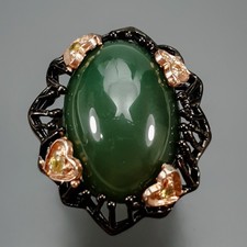 Handmade 28 ct Natural Chrysoprase Ring 925 Sterling Silver Size 8.5 /R432785