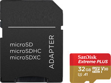 SanDisk Extreme Plus 32GB UHS-I microSDHC Memory Card w/ SD Adapter Jewel Case