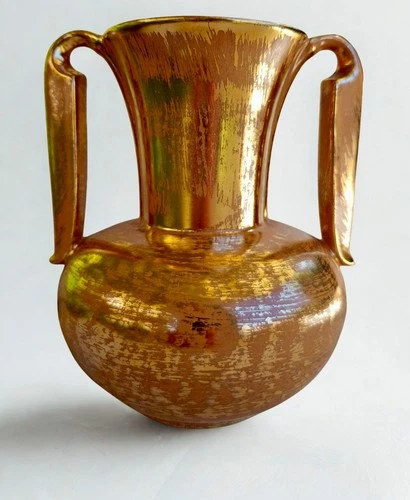 Stangl Granada Gold Vase 5023 22kt Hand Painted Art Pottery