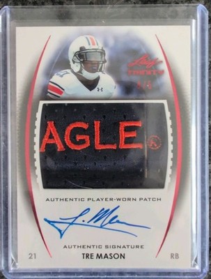 2014 Leaf Trinity Tre Mason Logo Patch Autograph Auburn 4/5