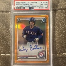 2020 Bowman Chrome Randy Florentino 1st Prospect Auto Orange /25 PSA 8 Rangers