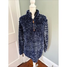 Simply Southern Navy Sherpa Fleece Pullover Sweatshirt Jacket Size Large