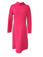 Vintage Handmade Dress Womens M Pink Textured A Line Mock Neck Midi
