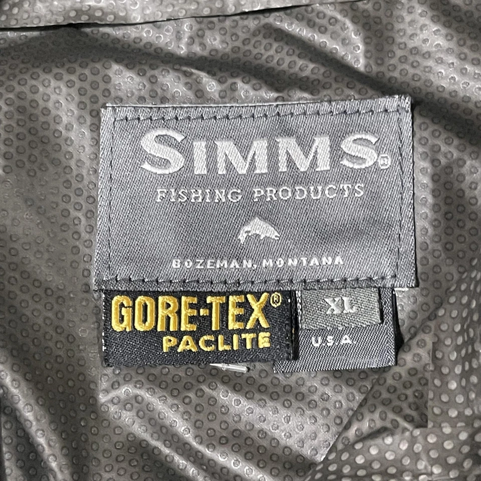 Simms GORE-TEX Paclite Jacket Mens XL Olive Green Hooded Waterproof Fishing Rain - Image 2 of 4