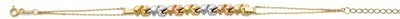 Massives 14k Tri-Color Gold 3C Center Elefant Armband Damen 2,85g