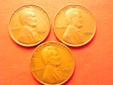 1931-P  1932-P  1933-P LINCOLN WHEAT PENNY CENTS  FREE SHIP TOUGH DATES ORIGINAL