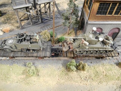 HO Roco Minitanks Patton's 3rd Army Train Railway 2 Cars #A2849 Custom Detailed