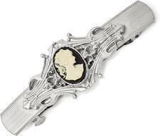 Solid Silver-Tone Acrylic Cameo Hair Barrette 3.25"
