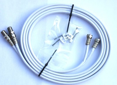 Sky Q & Sky+HD Twin Coax Extension Cable - Shotgun Satellite Lead With Clips For HD Signal