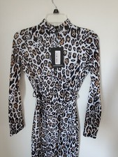 Pretty Little Thing Cheetah Leopard Print  Dress Womens Size 2 Brown Black NWT