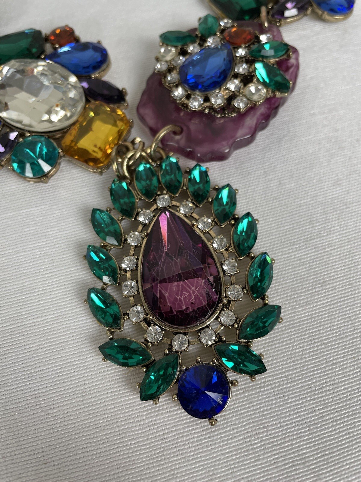 Statement Chunky Necklace Cluster With Rhinestone… - image 5