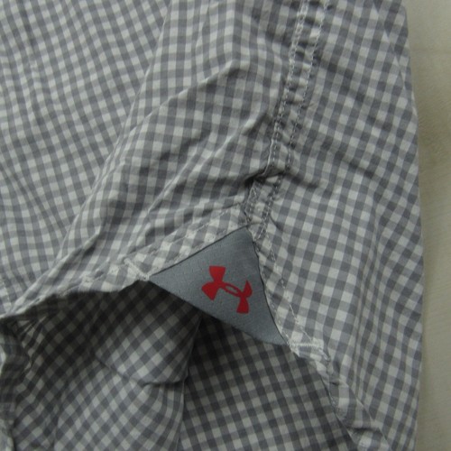 Under Armour Shirt Mens Medium Gray White Checks Button Up Outdoor Tech - 第 3/14 張圖片