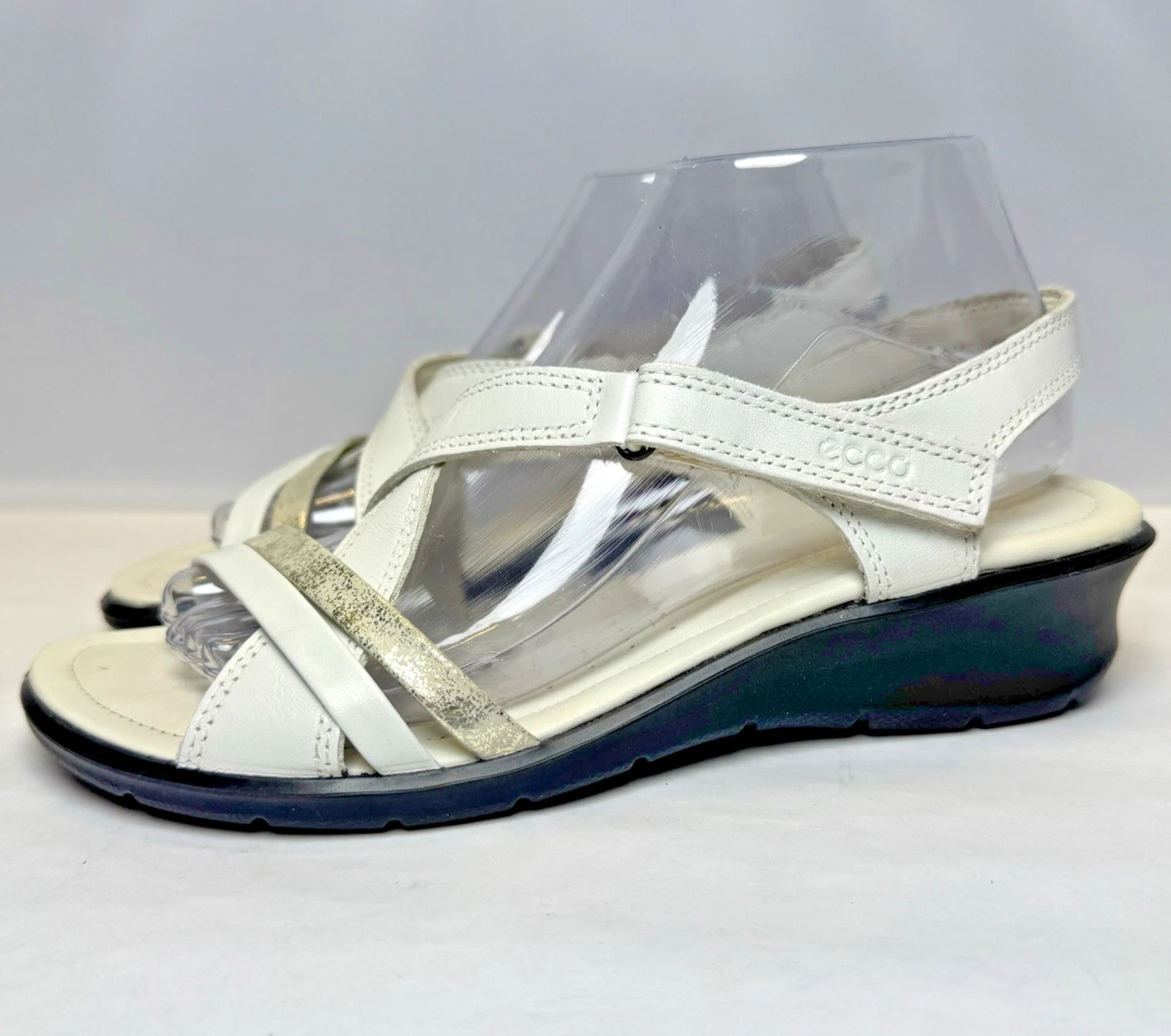 Scarpe sandali donna Ecco Felicia con cinturino misura 39 pelle bianca cinturino regolabile