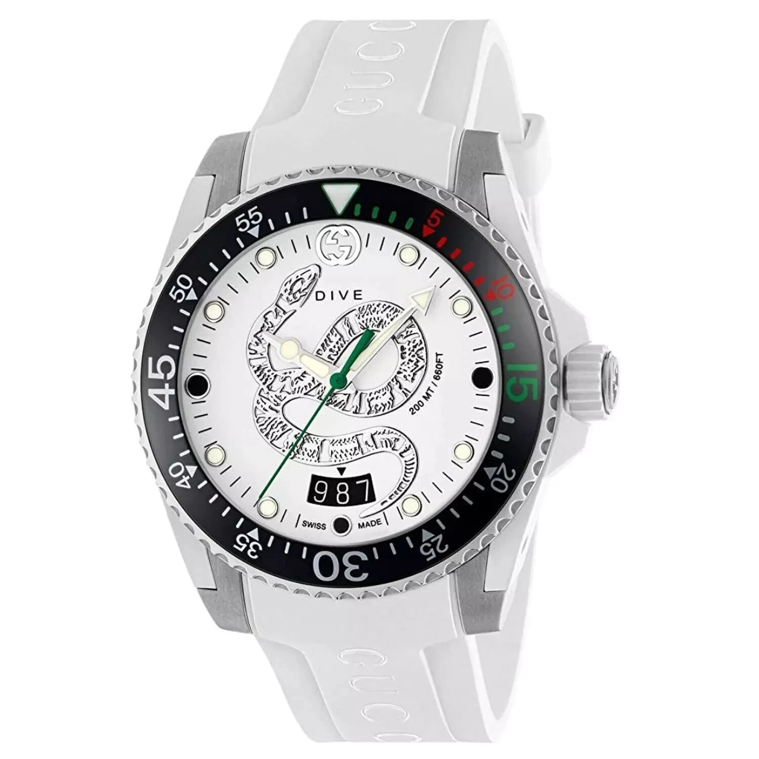 Orologio Uomo GUCCI YA136330 Dive Quadrante Bianco 40mm