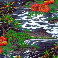 Hoffman Tropicals Tropical Island BBLK 1026-55 Charcoal Cotton Fabric