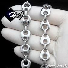 18"-40"MEN Stainless Steel 12mm Silver Puffed Mariner Link Chain Necklace*N170