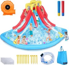 Inflatable Bounce House Bouncer for Kids w/Giant Splash Pool Slide 520W Blower