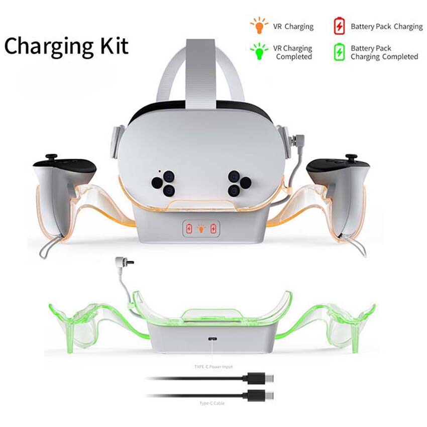 VR Headset LED Charging Dock Charger for Meta Quest 2/3/3S VR Controller Stand-image