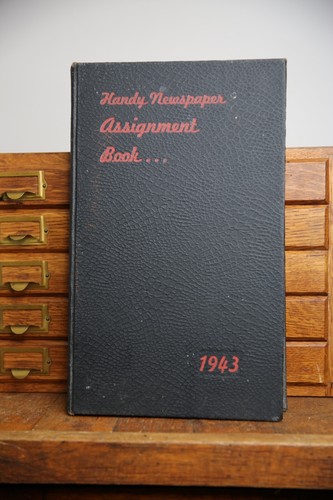 Vintage 1943 Newspaper Assignment Book Antique Ledger Record book documents