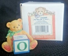 Cherished Teddies Bear With ABC "O" Block 1995 Porcelain P Hillman 158488O NIB