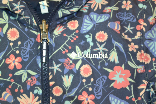 Columbia Windbreaker Toddler Light Periwinkle Blue Floral Reversible Size 4T EUC - Picture 2 of 4