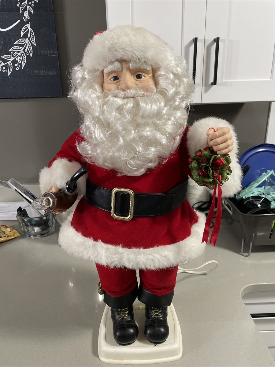 Vintage telco 1995 santa Christmas With Pipe And Mistletoe